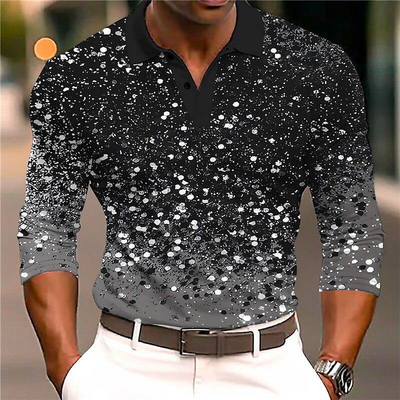 Echoarchiv | Luxus Pailletten Polo Shirt Stylisches Freizeit Slim Fit All Season Top