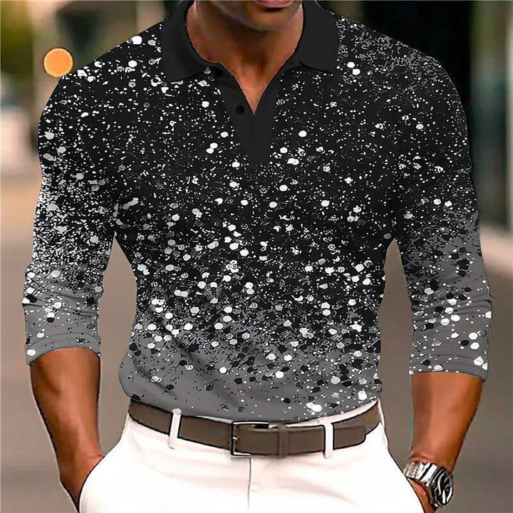 Echoarchiv | Luxus Pailletten Polo Shirt Stylisches Freizeit Slim Fit All Season Top