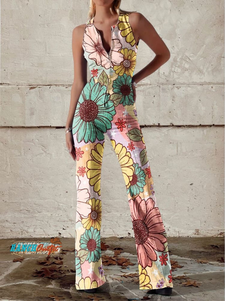 Floral Art Denim Jumpsuit – Solévia