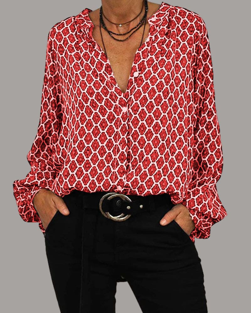 Echoarchiv | Stylische Bluse mit V-Ausschnitt und langen Ärmeln