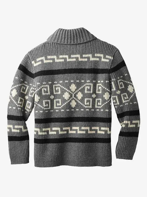 Echoarchiv | Jacquard Herren Strickjacke Pullover