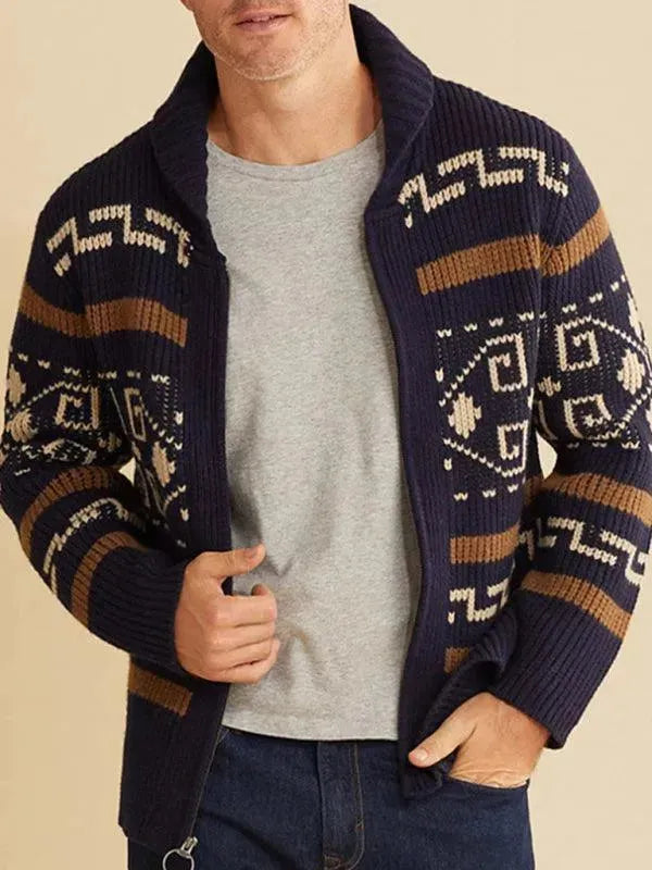 Echoarchiv | Jacquard Herren Strickjacke Pullover
