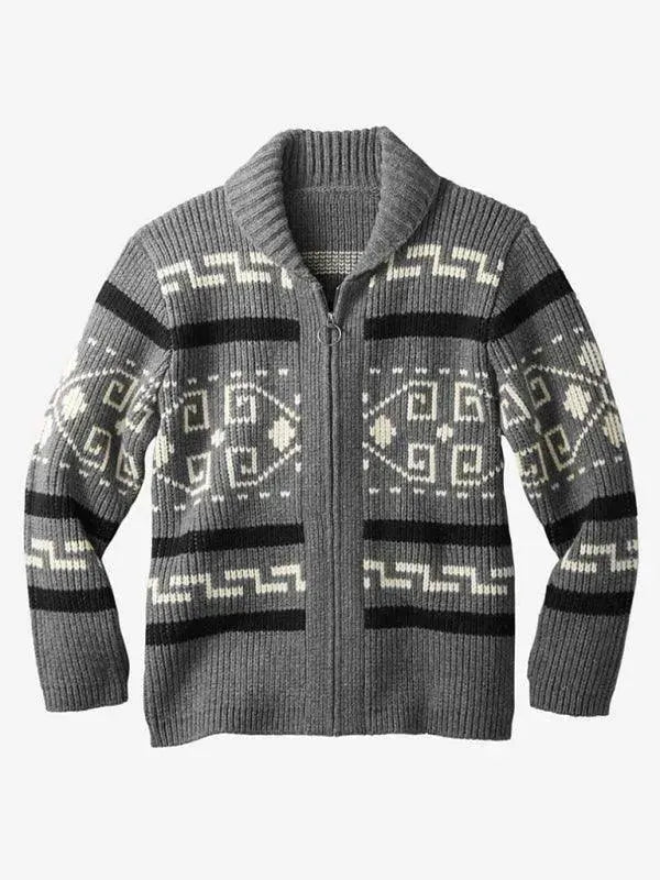 Echoarchiv | Jacquard Herren Strickjacke Pullover