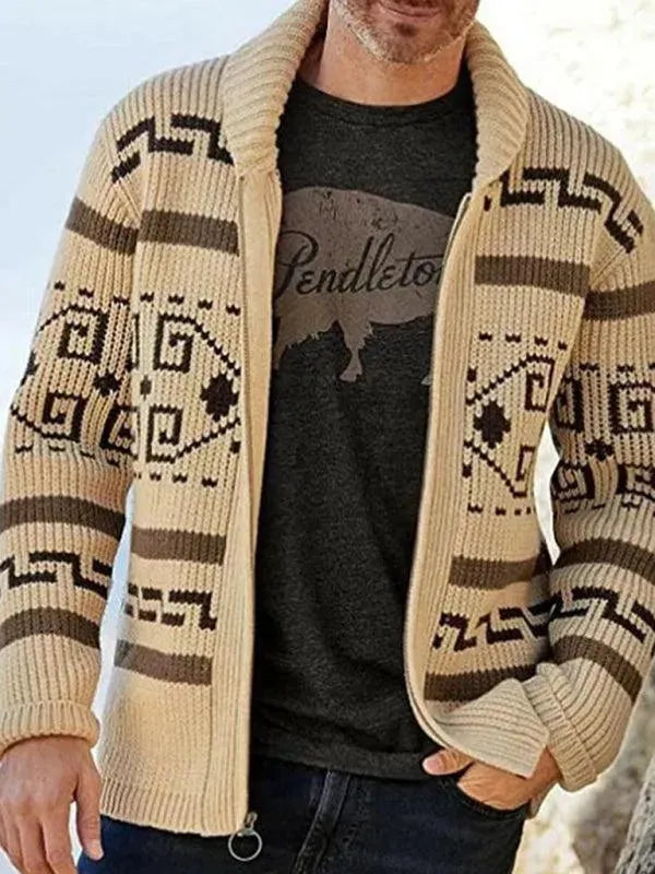 Echoarchiv | Jacquard Herren Strickjacke Pullover