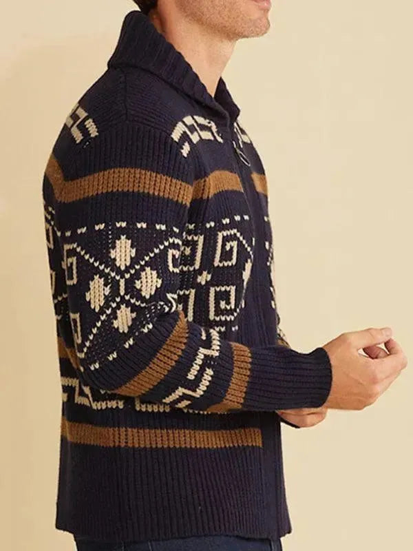 Echoarchiv | Jacquard Herren Strickjacke Pullover
