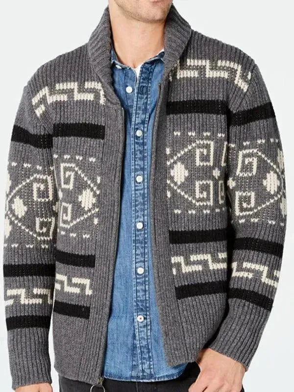 Echoarchiv | Jacquard Herren Strickjacke Pullover