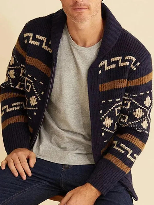 Echoarchiv | Jacquard Herren Strickjacke Pullover