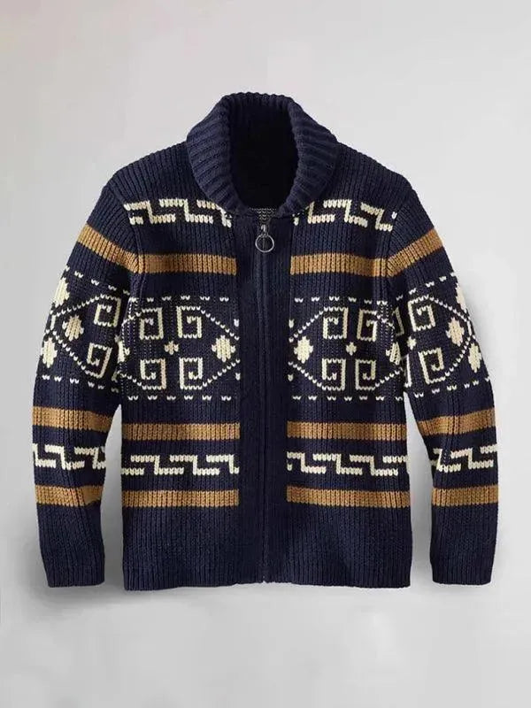 Echoarchiv | Jacquard Herren Strickjacke Pullover