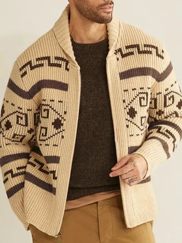 Echoarchiv | Jacquard Herren Strickjacke Pullover