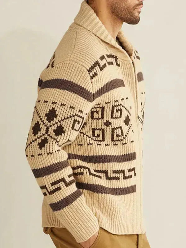 Echoarchiv | Jacquard Herren Strickjacke Pullover