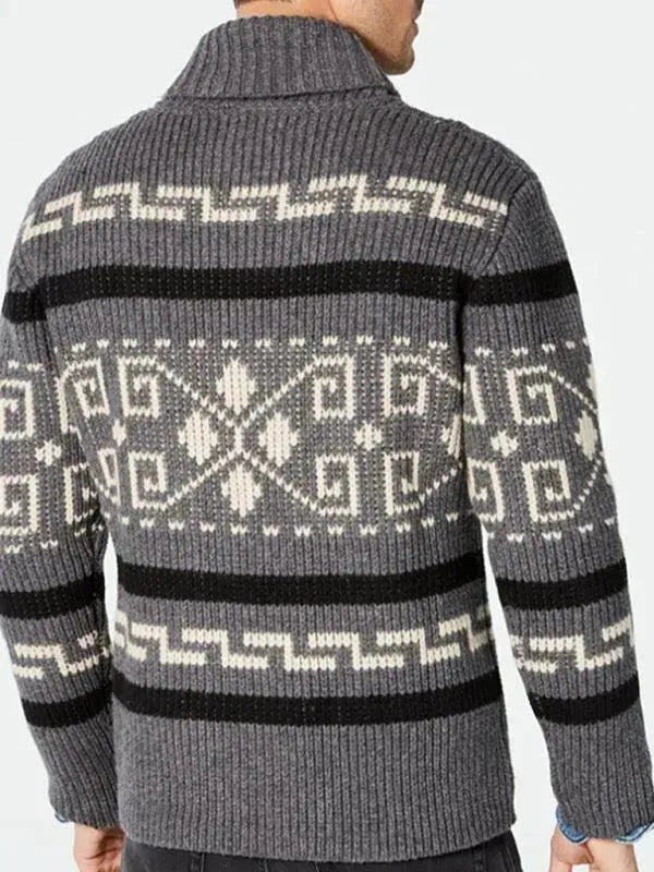 Echoarchiv | Jacquard Herren Strickjacke Pullover