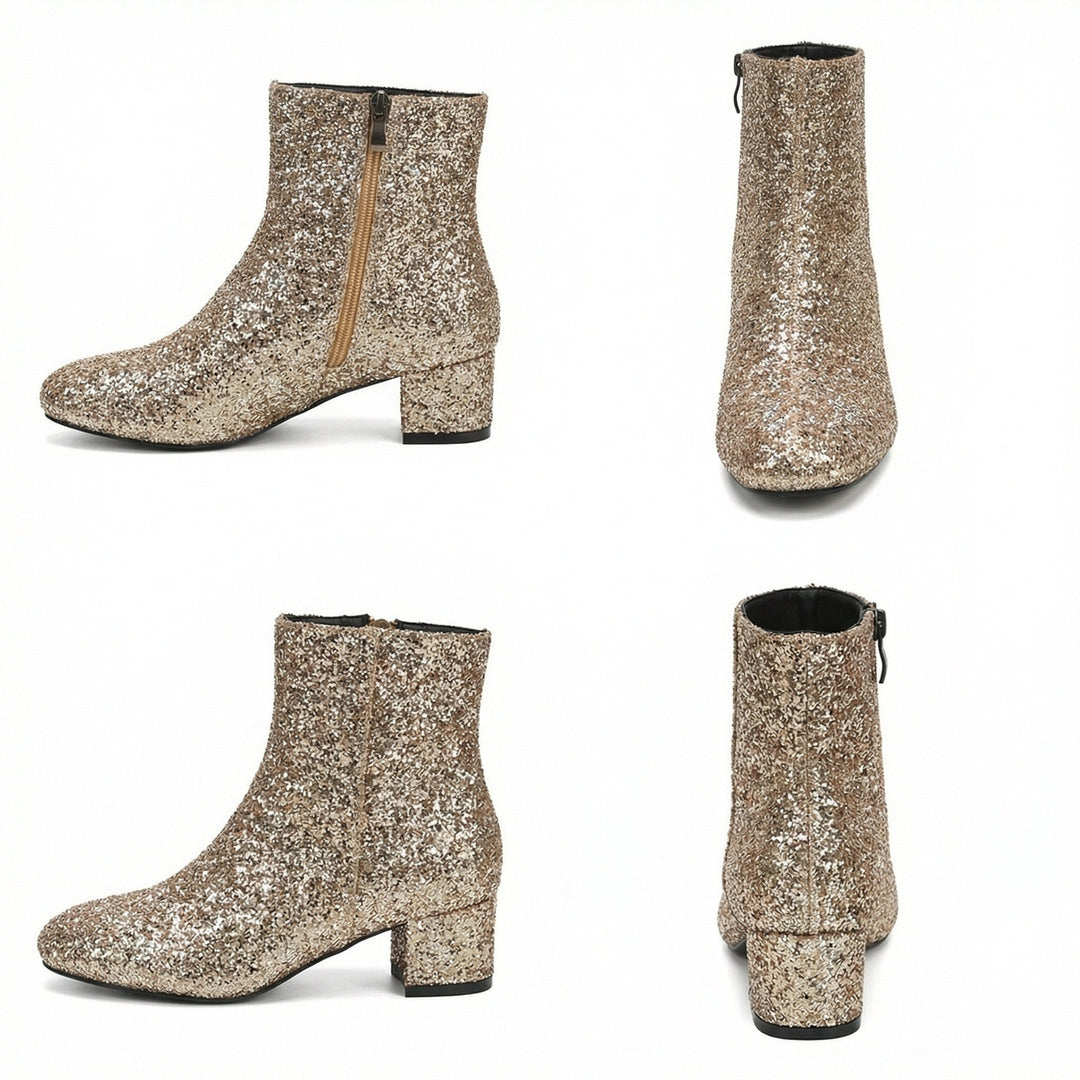 Echoarchiv | Glitzernde Ankle Boots Mit Blockabsatz