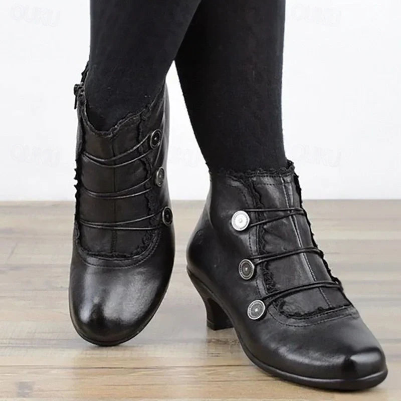 Damen Viktorianische Schnür-Stiefeletten mit Spitzenbesatz – Seravelle