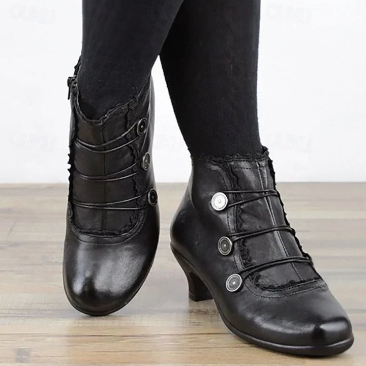Damen Viktorianische Schnür-Stiefeletten mit Spitzenbesatz – Seravelle