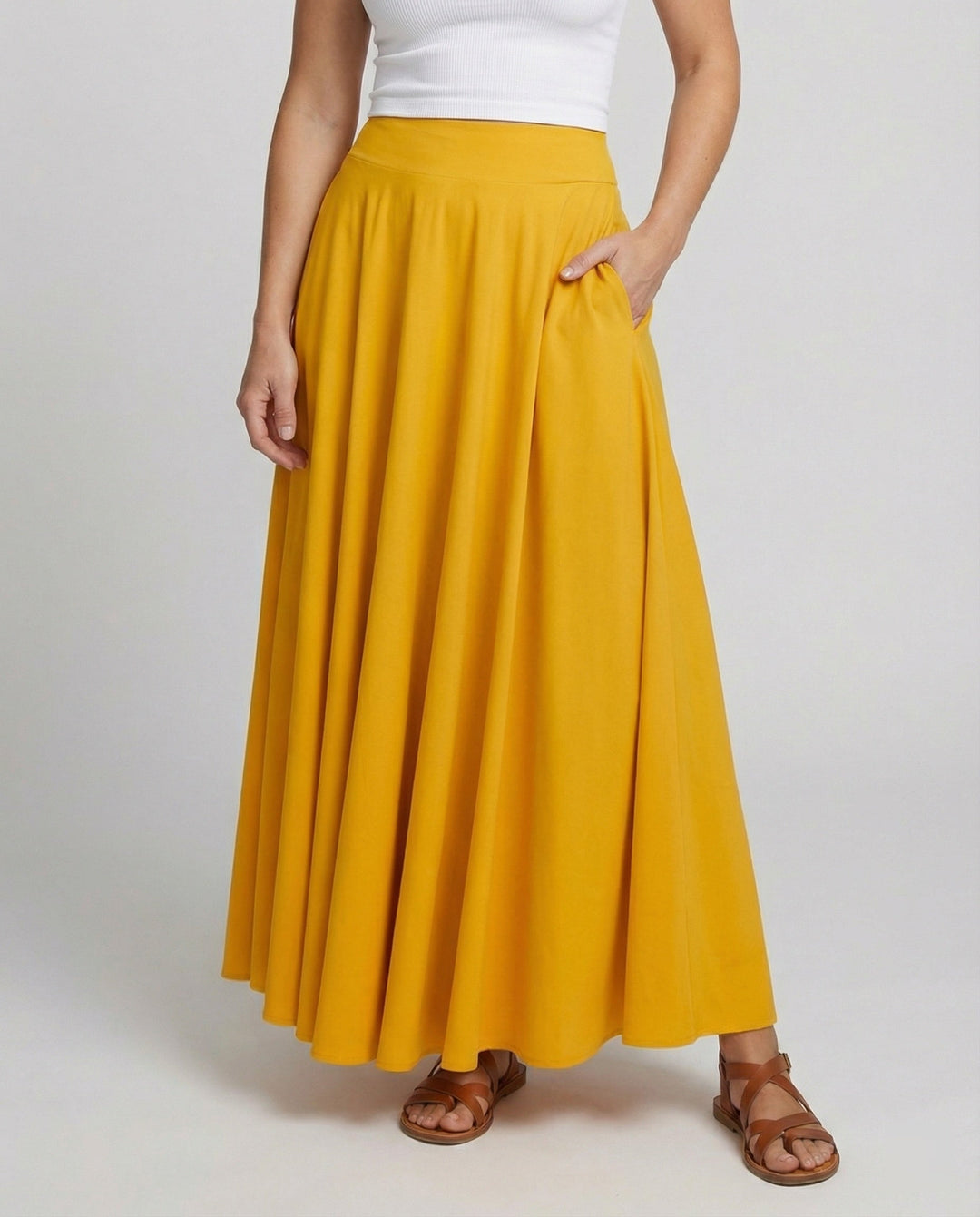 Damen Luftiger Maxi-Rock mit hohem Taillenbund Echoarchiv