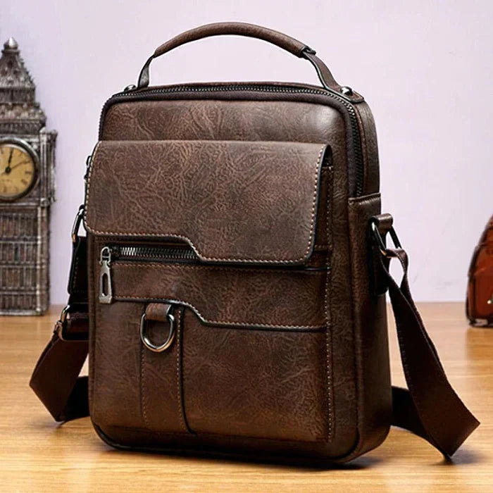 Damen Elegante Leder Schultertasche mit Reißverschluss & Verstellbarem Schulterriemen | Echoarchiv