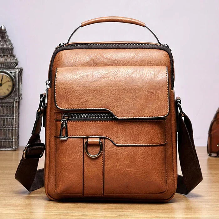 Damen Elegante Leder Schultertasche mit Reißverschluss & Verstellbarem Schulterriemen | Echoarchiv