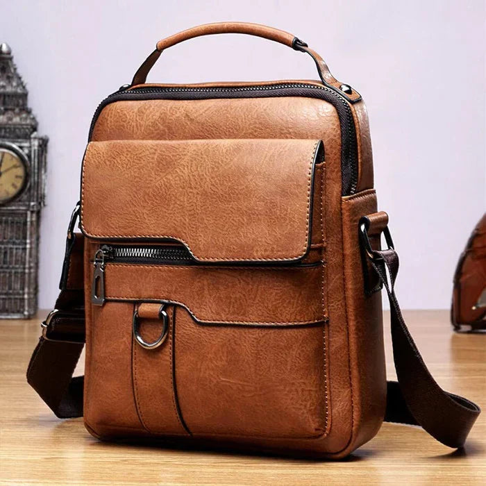 Damen Elegante Leder Schultertasche mit Reißverschluss & Verstellbarem Schulterriemen | Echoarchiv