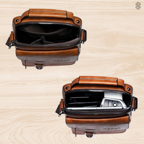 Damen Elegante Leder Schultertasche mit Reißverschluss & Verstellbarem Schulterriemen | Echoarchiv