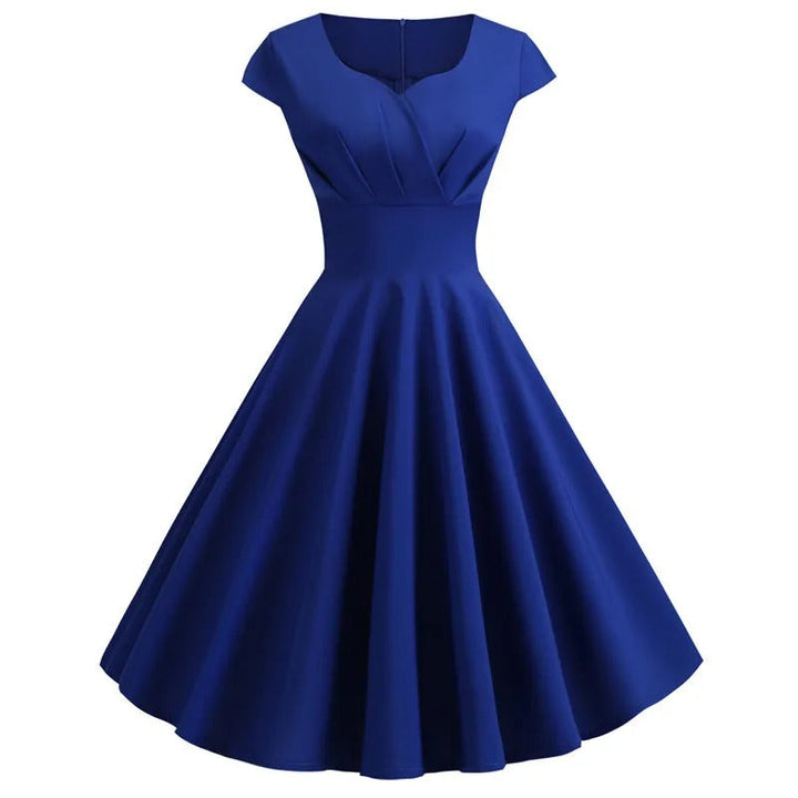 Echoarchiv | Vintage Sommerkleid mit Großem V-Ausschnitt, Lockerer Passform und Rüschen