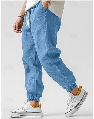 Echoarchiv | Herren Cargohose Aus Leinen Luftige Sommerhose mit Hoher Taille