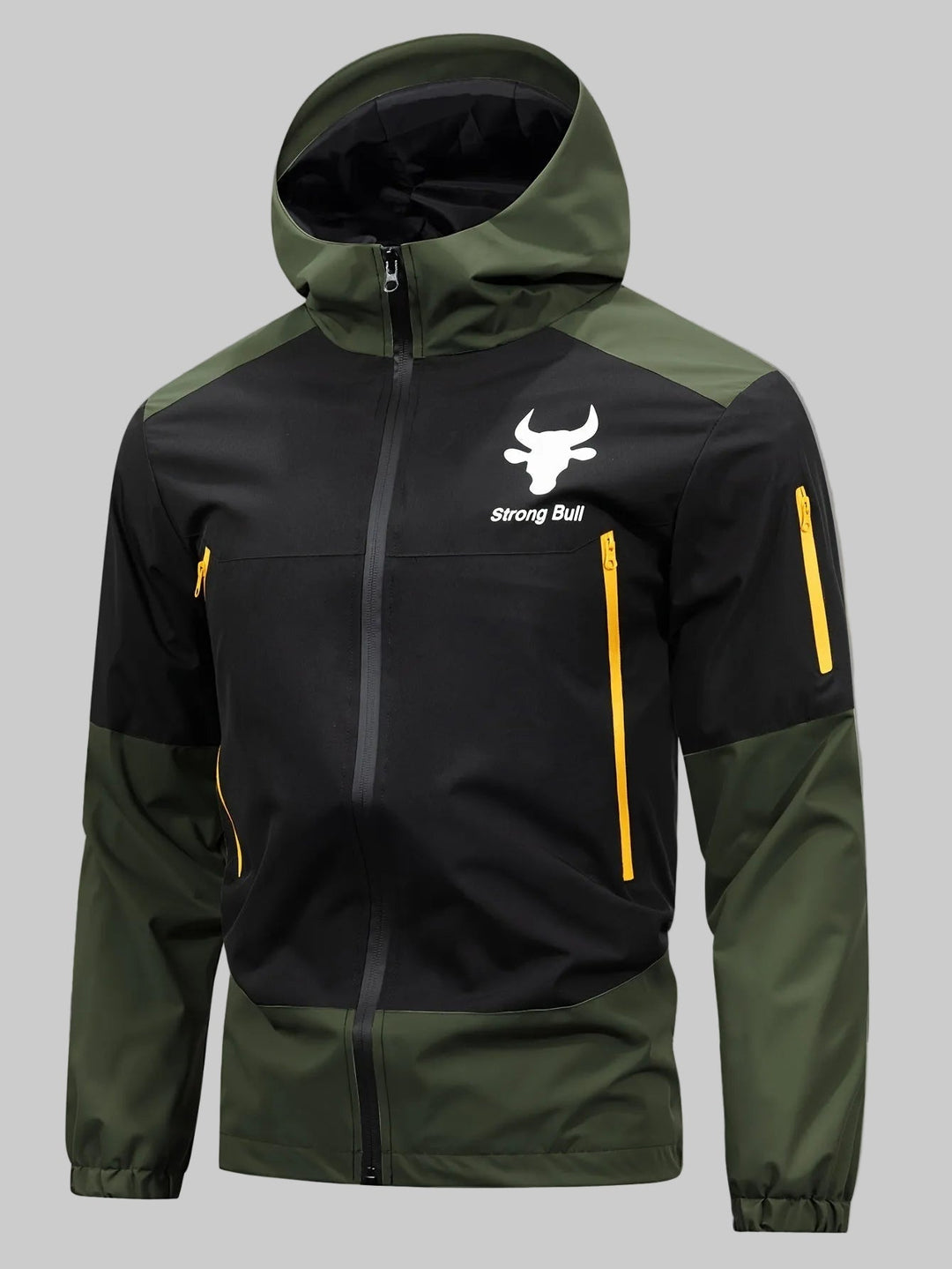Echoarchiv | Herrenjacke mit Reißverschluss, Kapuze und Farbblockdesign