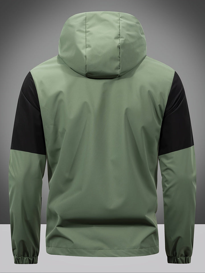 Echoarchiv | Herrenjacke mit Reißverschluss, Kapuze und Farbblockdesign