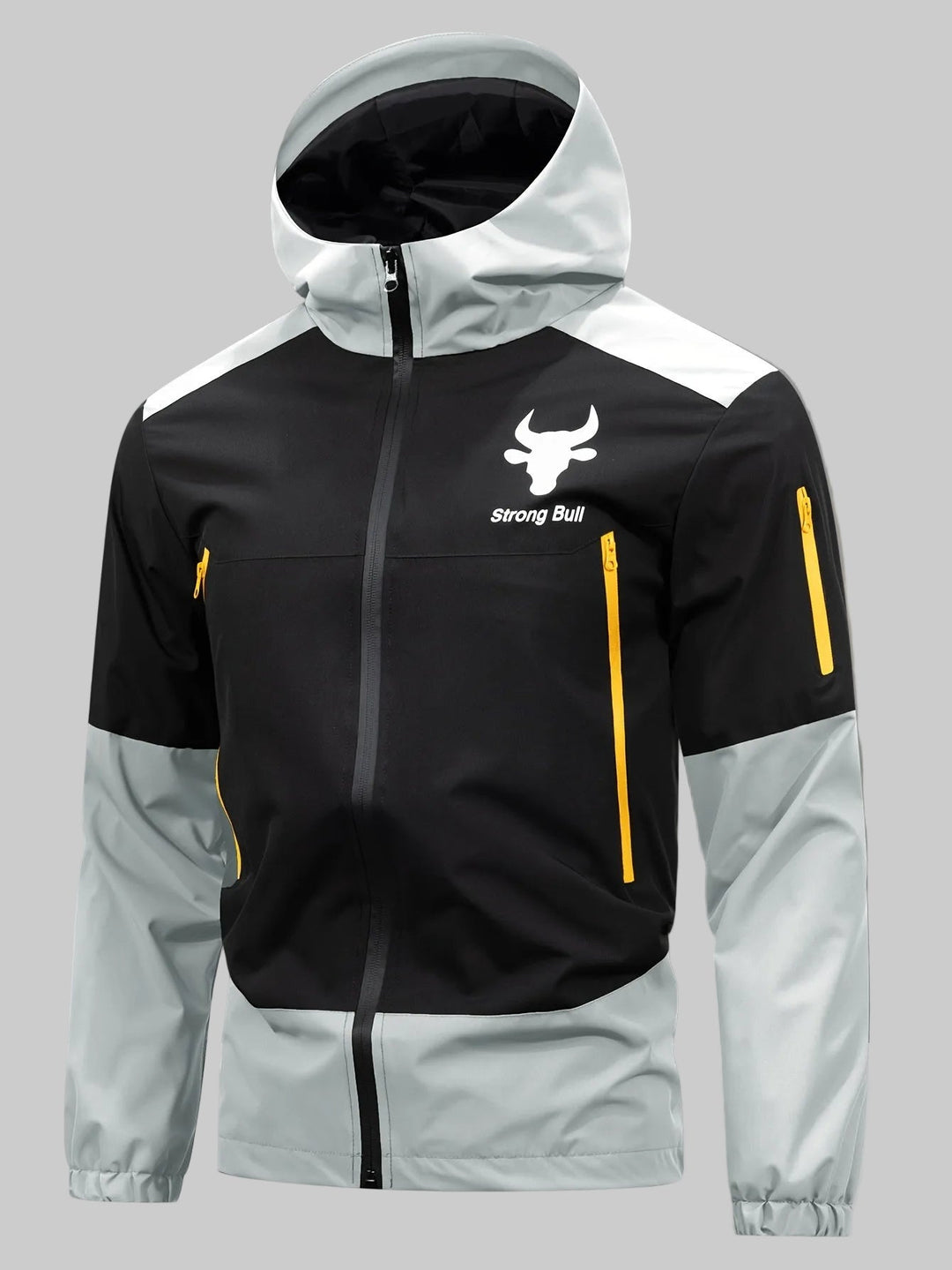 Echoarchiv | Herrenjacke mit Reißverschluss, Kapuze und Farbblockdesign