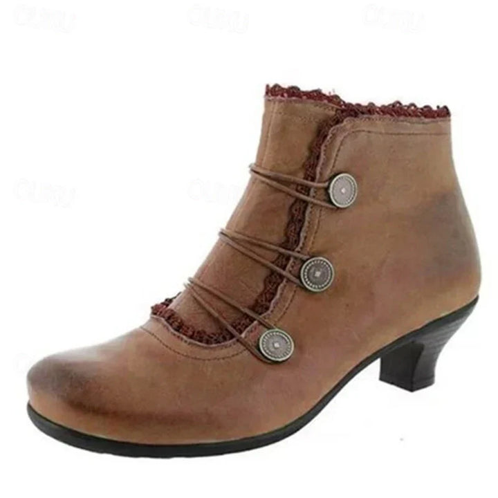 Damen Viktorianische Schnür-Stiefeletten mit Spitzenbesatz – Seravelle
