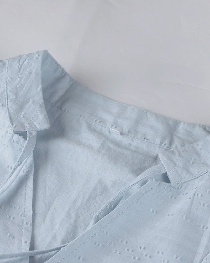 Echoarchiv | Entspanntes Boho-Hemdkleid mit V-Ausschnitt für Damen