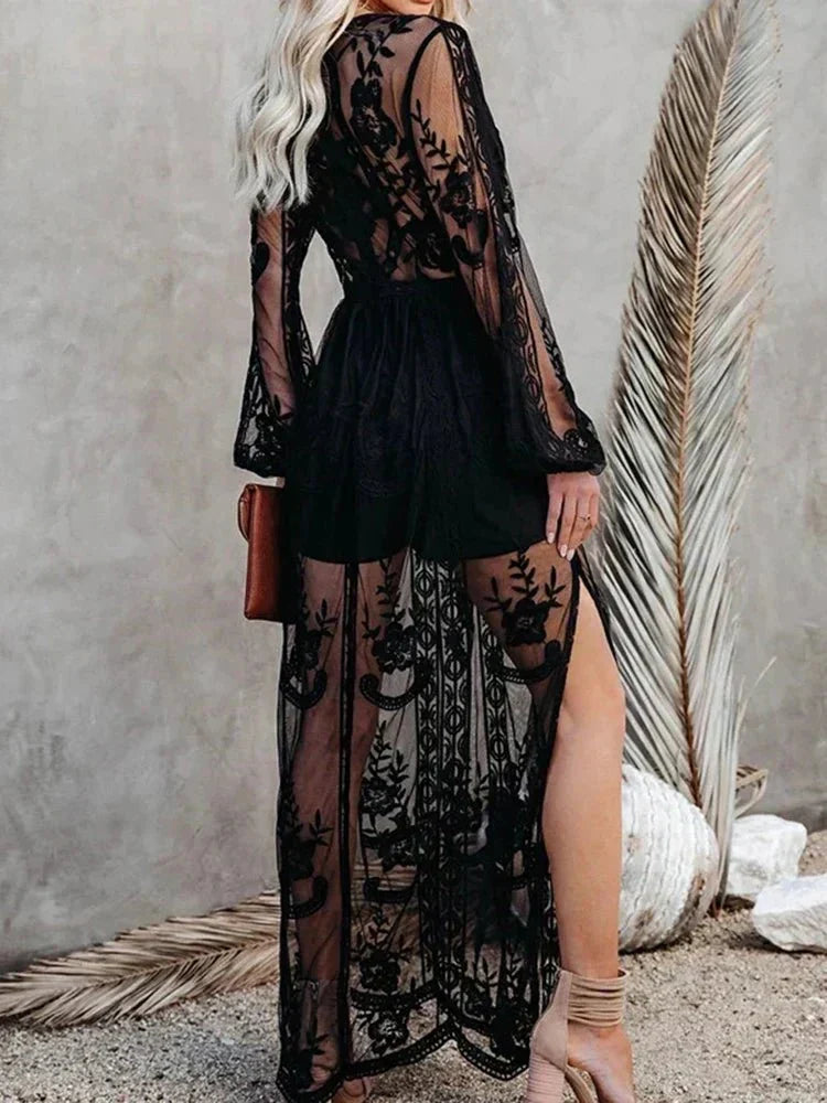 Echoarchiv | Elegantes und Fließendes Boho Spitzen-Maxikleid für Damen