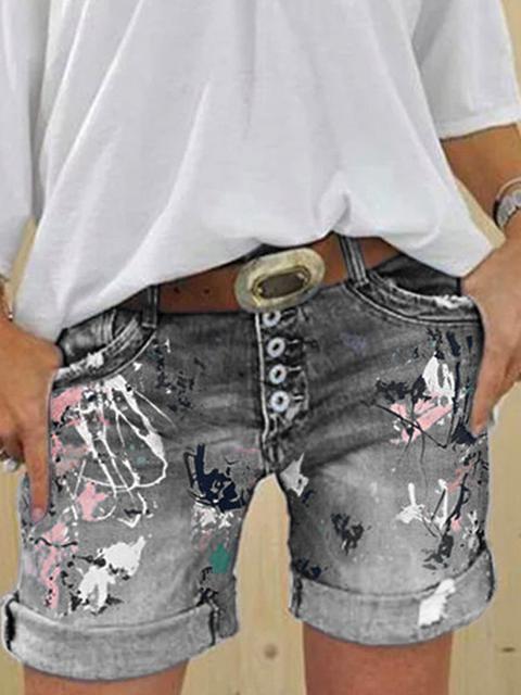 Echoarchiv | Multi Knopf-Druck Denimshorts