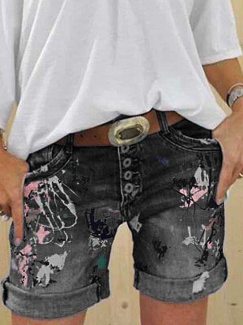 Echoarchiv | Multi Knopf-Druck Denimshorts