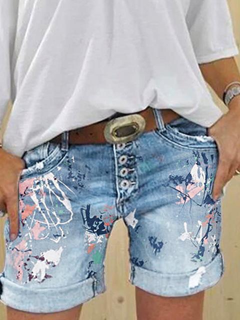 Echoarchiv | Multi Knopf-Druck Denimshorts
