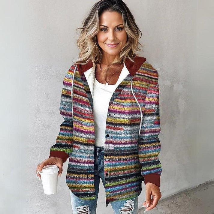 Bunt gestreifte Strickjacke für Damen – Veloura