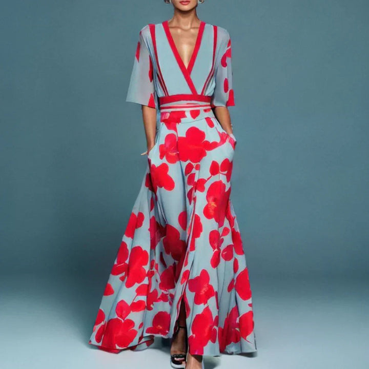 Elegantes Maxikleid mit Blumenmuster – Valéora