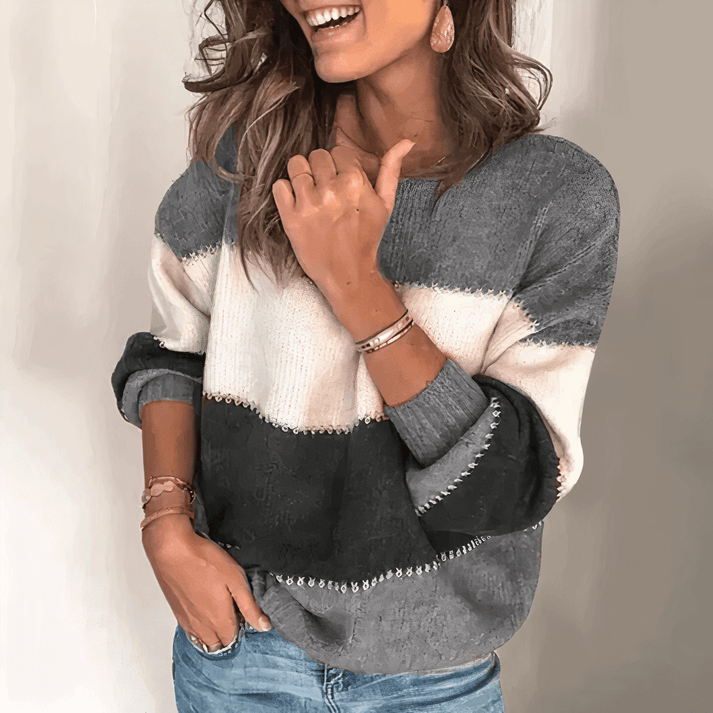 Lockerer gestreifter Pullover für Damen – Mavelle