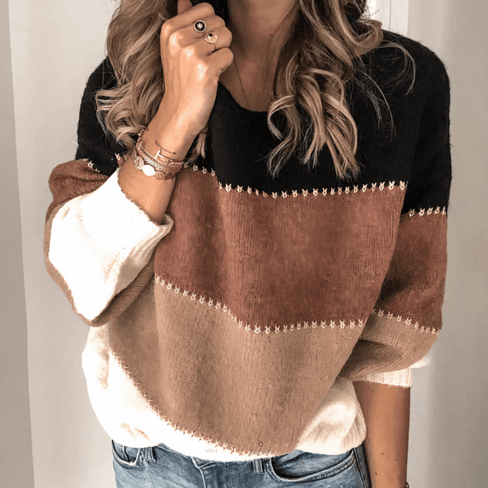 Lockerer gestreifter Pullover für Damen – Mavelle