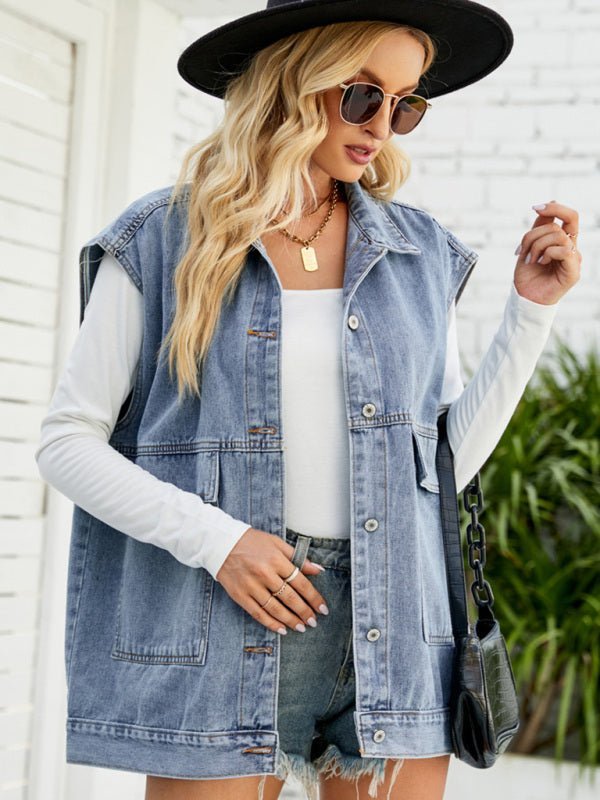 Echoarchiv | Neues Denim-Weste Sommermode-Trend Denim Ärmellose Weste