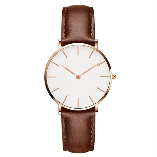 Echoarchiv | Runde Zeitlose Minimalistische Uhr mit Lederarmband für Frauen