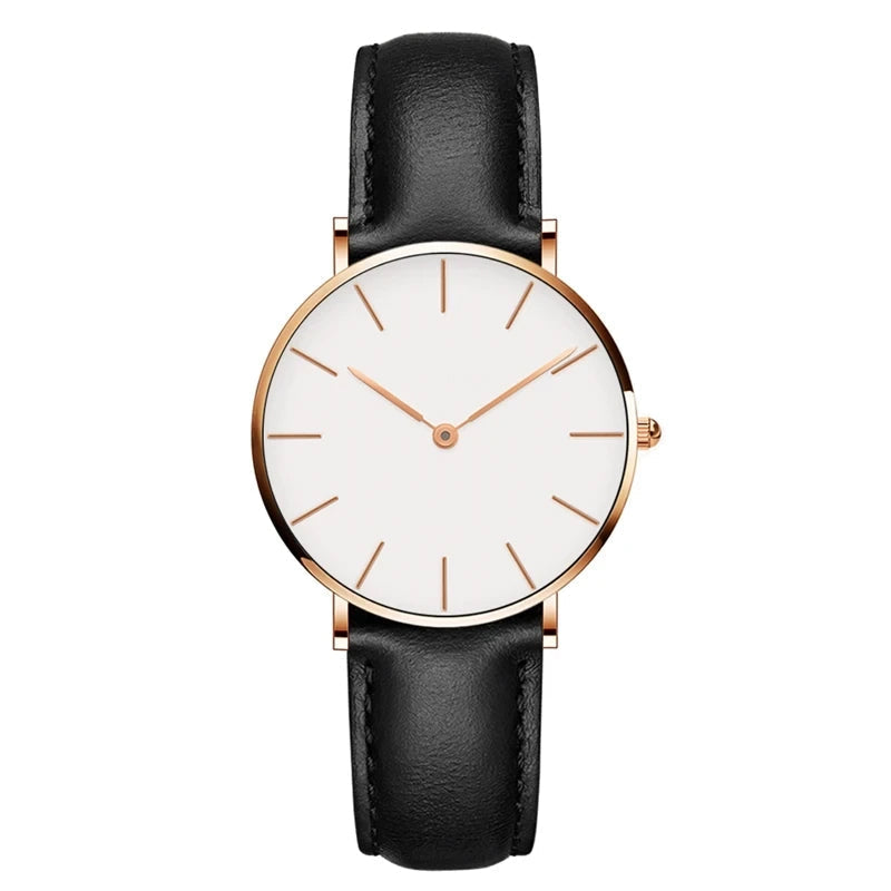 Echoarchiv | Runde Zeitlose Minimalistische Uhr mit Lederarmband für Frauen