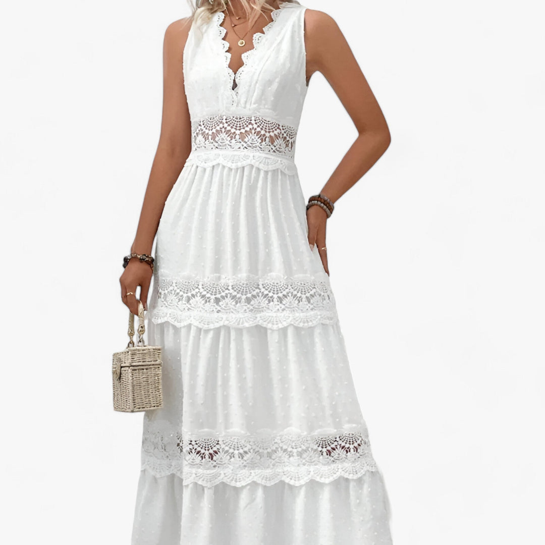 Echoarchiv | V-Ausschnitt Sommerkleid Flatternde Länge mit eleganten Details