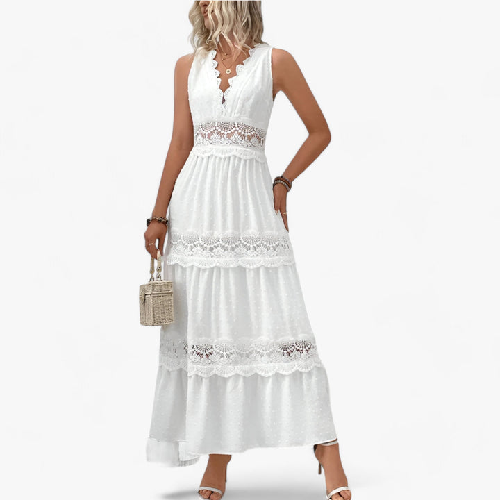 Echoarchiv | V-Ausschnitt Sommerkleid Flatternde Länge mit eleganten Details