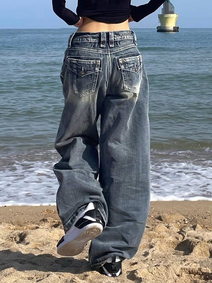 Echoarchiv | Hop Gewaschene Distressed Hoher Taille Baggy JEchoarchivns