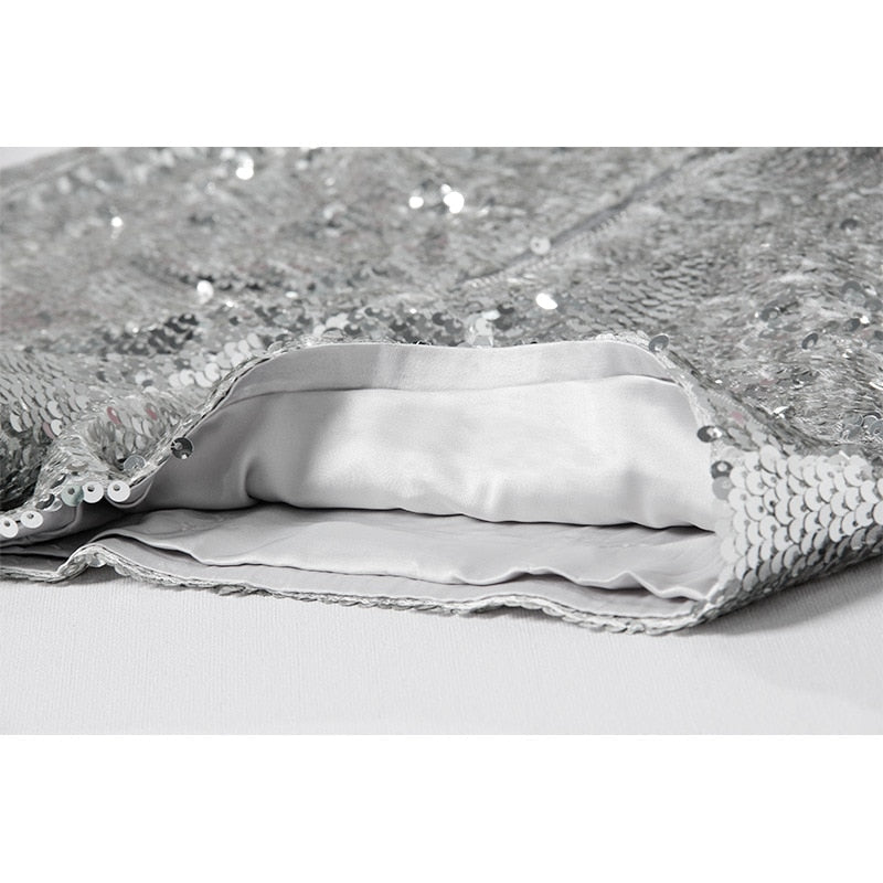 Echoarchiv | Pailletten Shorts Hohe Taille Oring Reißverschluss Front Bodycon