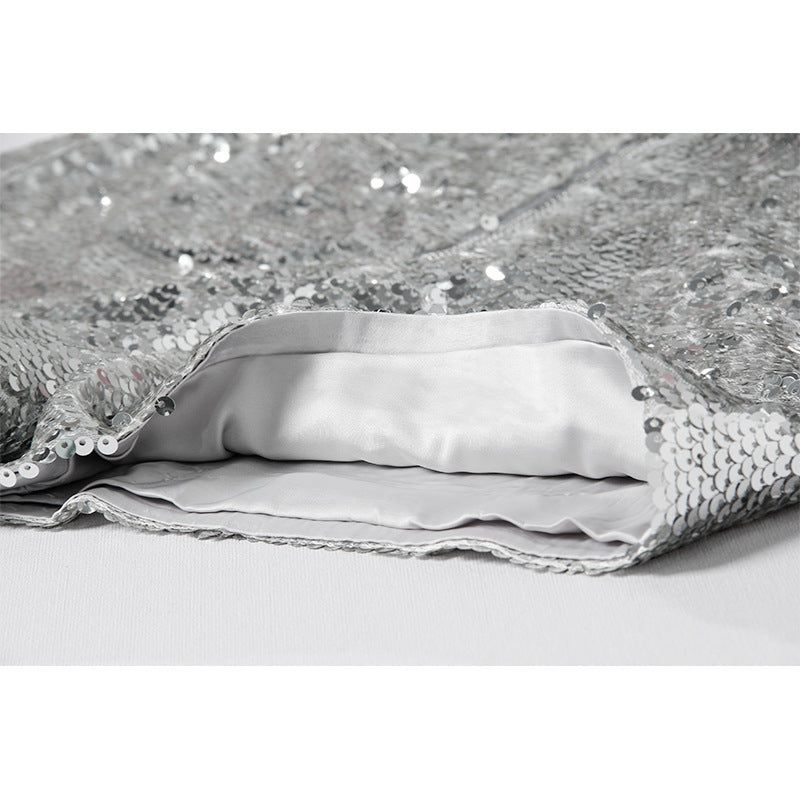 Echoarchiv | Pailletten Shorts Hohe Taille Oring Reißverschluss Front Bodycon