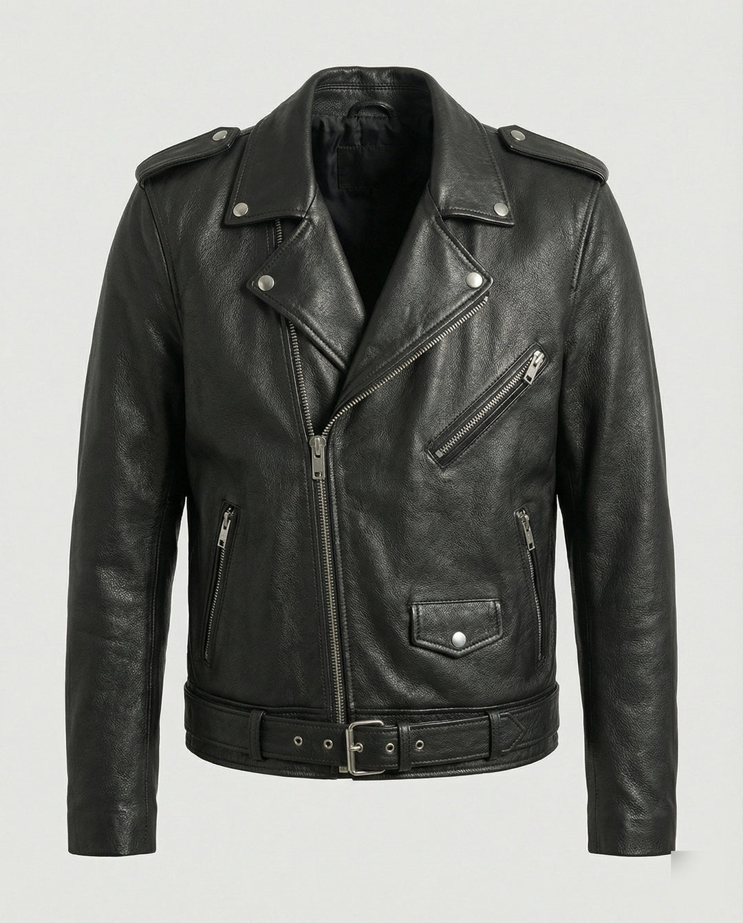 Herren Biker-Lederjacke mit Taschen