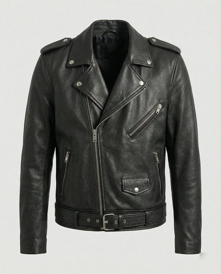Herren Biker-Lederjacke mit Taschen