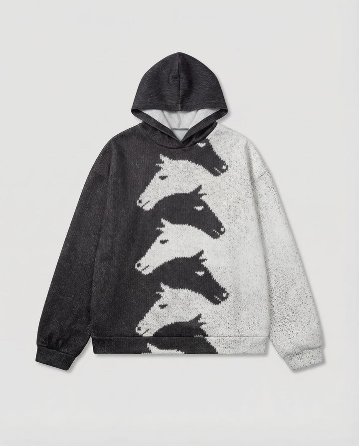 Damen Hoodie mit krEchoarchivtivem Pferdemuster & bequemer Passform | Echoarchiv