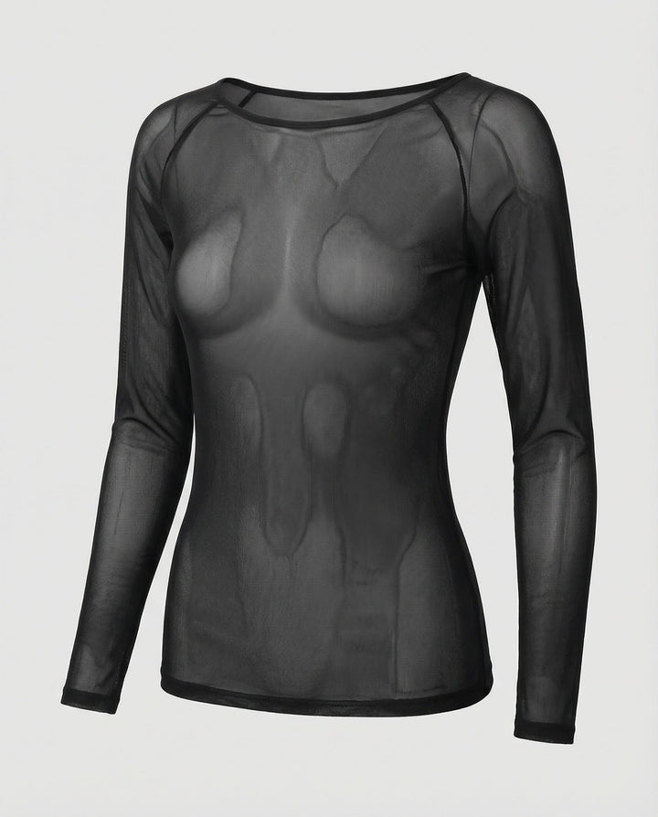 Echoarchiv | Langärmeliges Mesh-Top